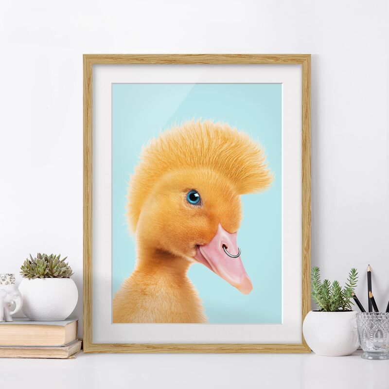 

Póster enmarcado - Pulcini con Piercing Dimensión LxA: 24cm x 18cm, Marco: Roble