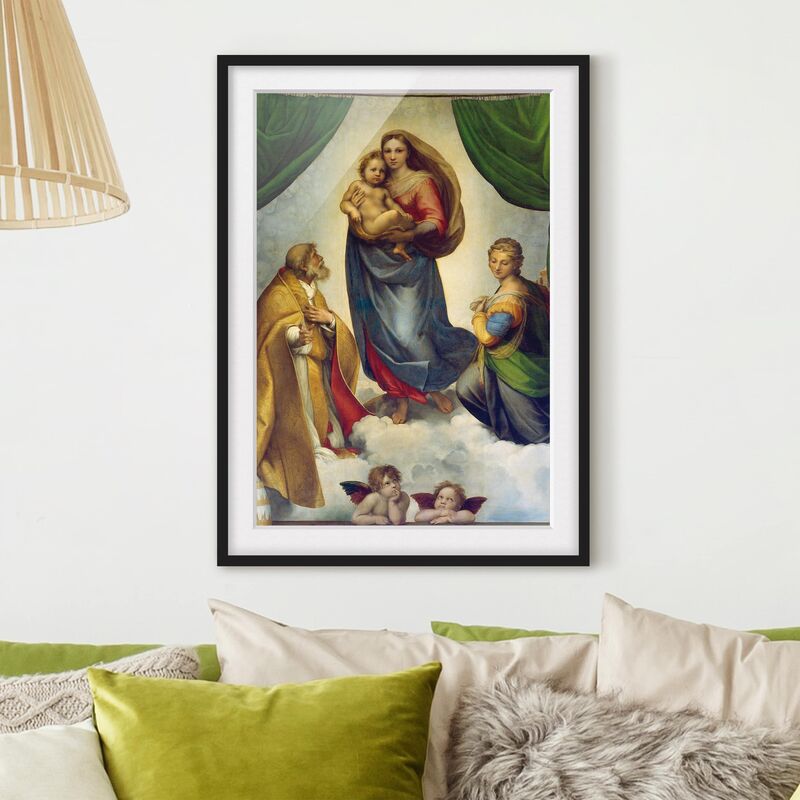 

Póster enmarcado - Raffael - The Sistine Madonna Dimensión LxA: 100cm x 70cm, Marco: Negro