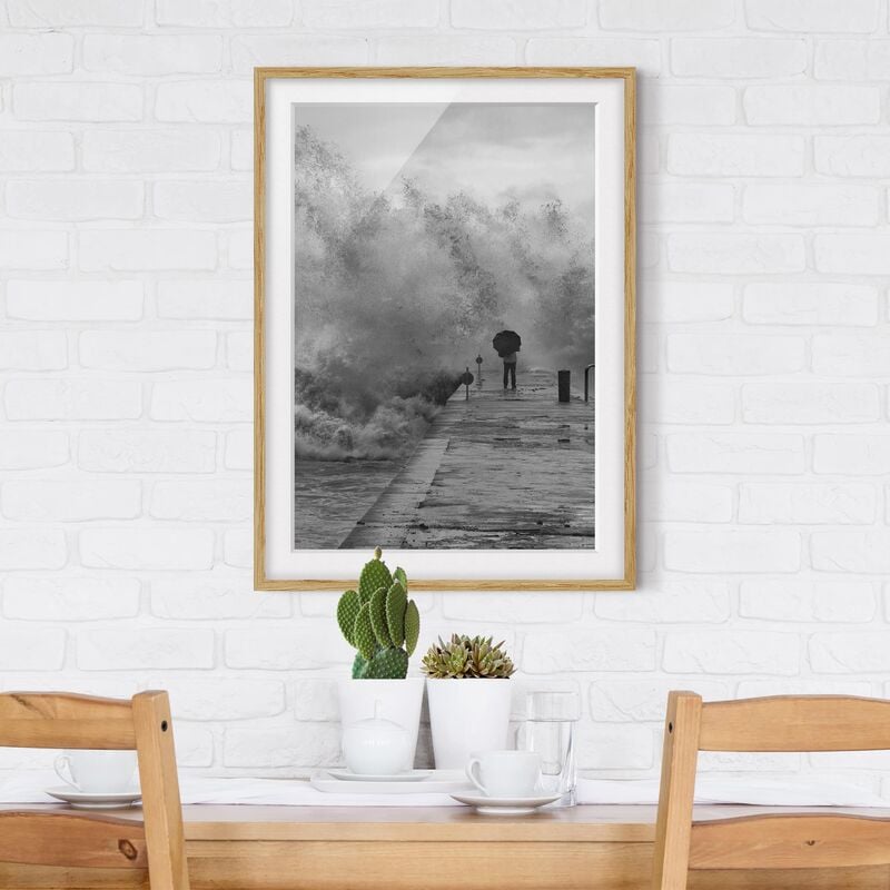 

Póster enmarcado - Raging Sea Dimensión LxA: 70cm x 50cm, Marco: Roble