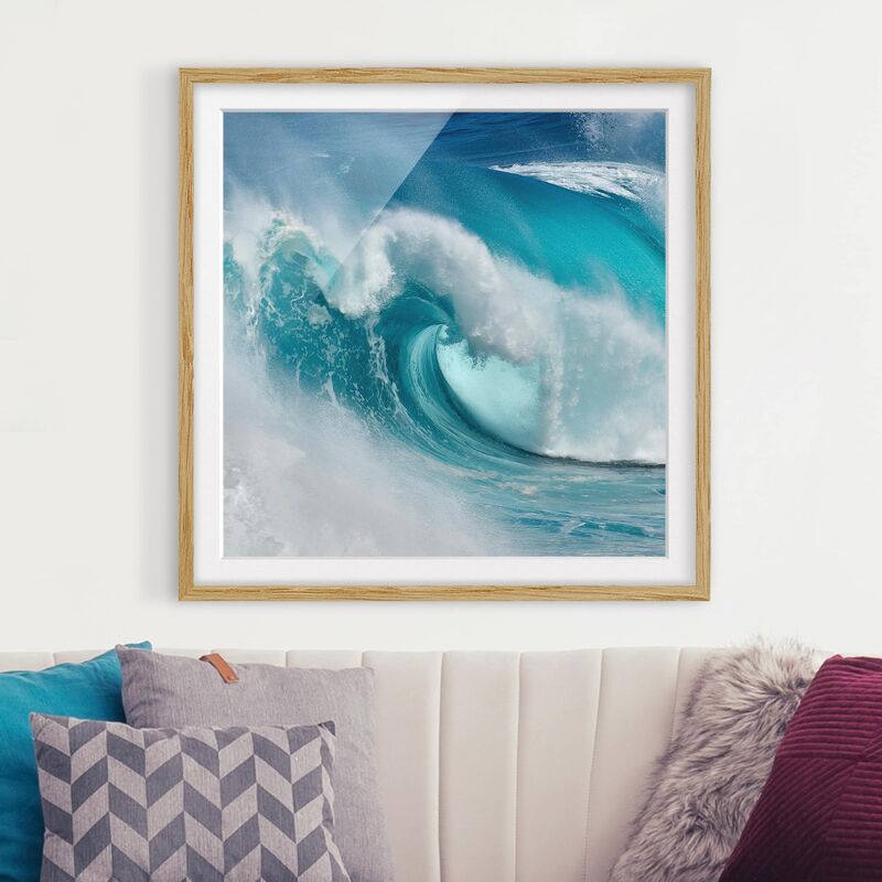 

Póster enmarcado - Raging Waves Dimensión LxA: 50cm x 50cm, Marco: Roble