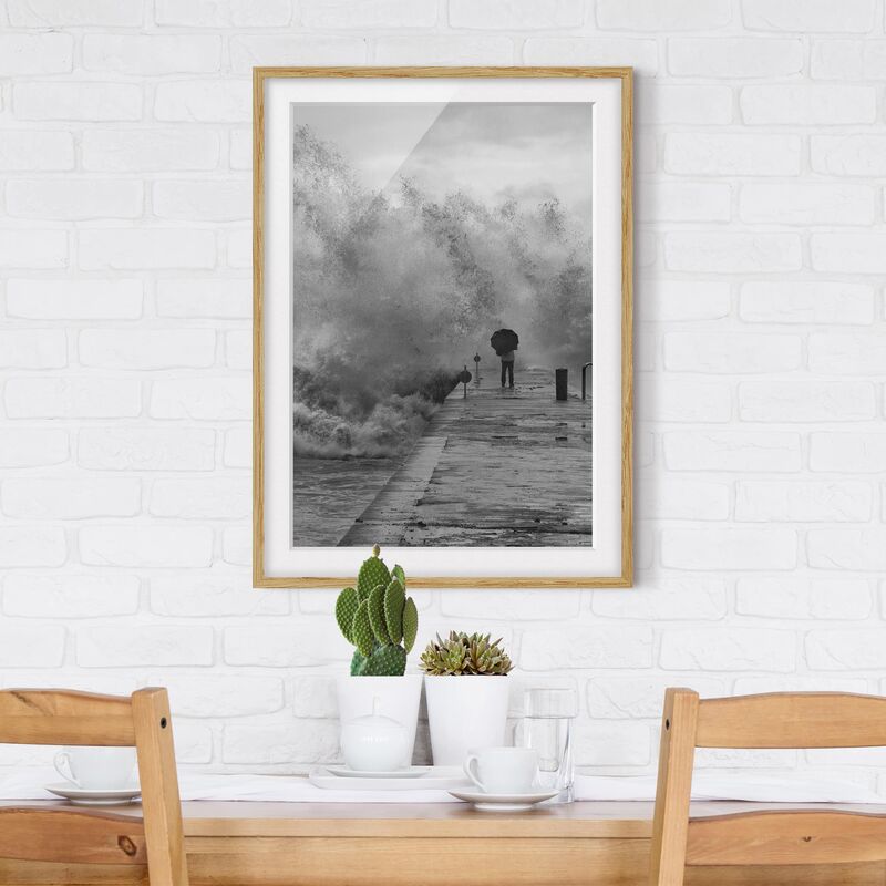

Póster enmarcado - Raging Sea Dimensión LxA: 100cm x 70cm, Marco: Roble