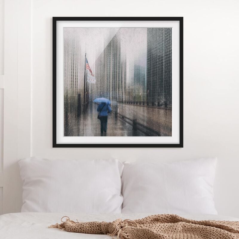 

Póster enmarcado - Rainy Chicago Dimensión LxA: 70cm x 70cm, Marco: Negro