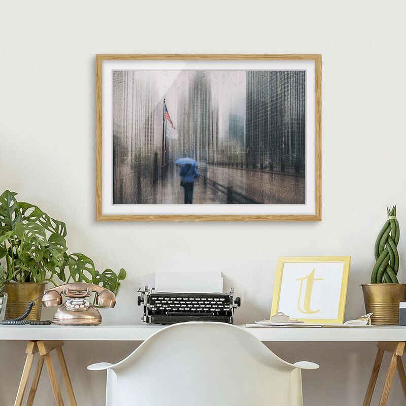 

Póster enmarcado - Rainy Chicago Dimensión LxA: 70cm x 100cm, Marco: Roble