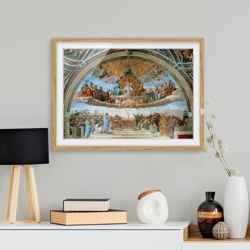 

Póster enmarcado - Raphael - Dispute On The Sacrament Dimensión LxA: 30cm x 40cm, Marco: Roble