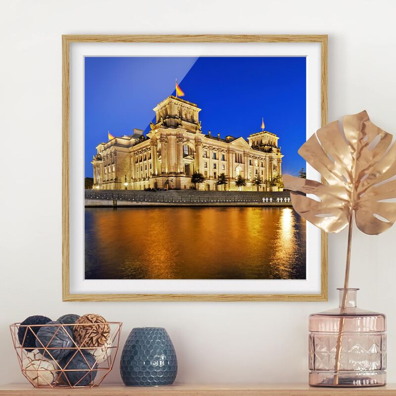 

Póster enmarcado - Reichstag Berlin Dimensión LxA: 30cm x 30cm, Marco: Roble