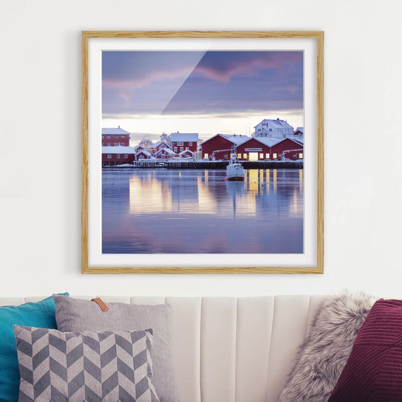 

Póster enmarcado - Reine In Norway Dimensión LxA: 30cm x 30cm, Marco: Roble