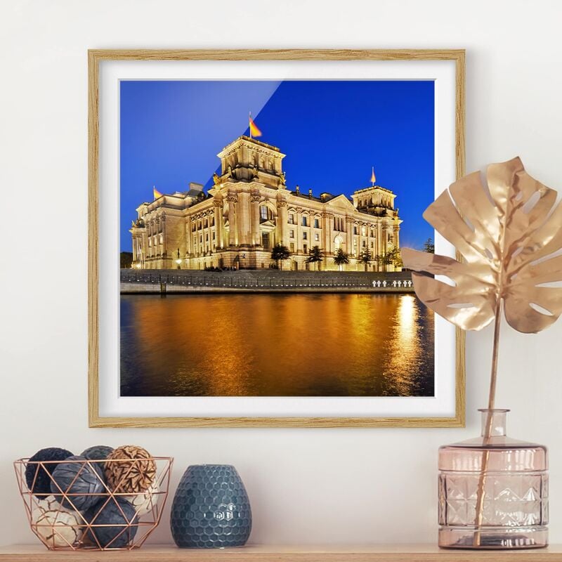 

Póster enmarcado - Reichstag Berlin Dimensión LxA: 70cm x 70cm, Marco: Roble