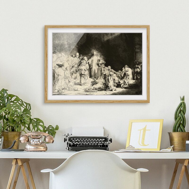 

Póster enmarcado - Rembrandt Van Rijn - Christ Healing The Sick Dimensión LxA: 40cm x 55cm, Marco: Roble