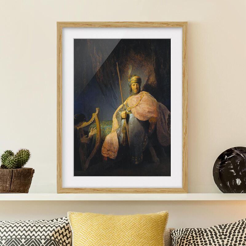 

Póster enmarcado - Rembrandt Van Rijn - David Playing The Harp To Saul Dimensión LxA: 70cm x 50cm, Marco: Roble