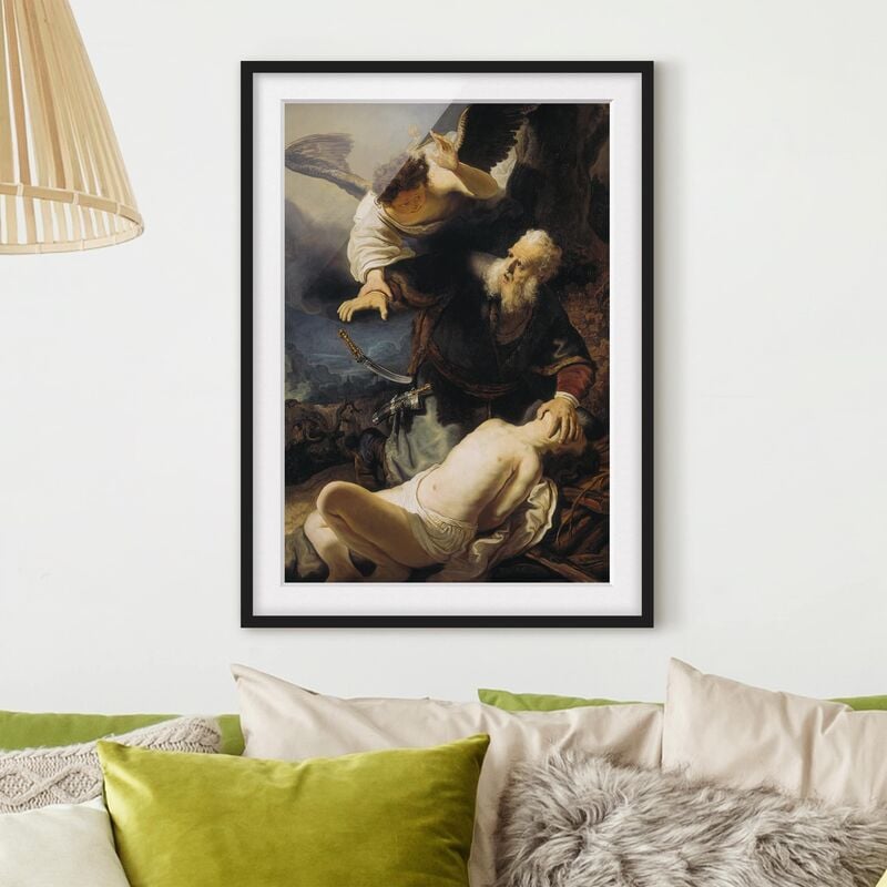 

Póster enmarcado - Rembrandt Van Rijn - The Angel Prevents The Sacrifice Of Isaac Dimensión LxA: 100cm x 70cm, Marco: Negro