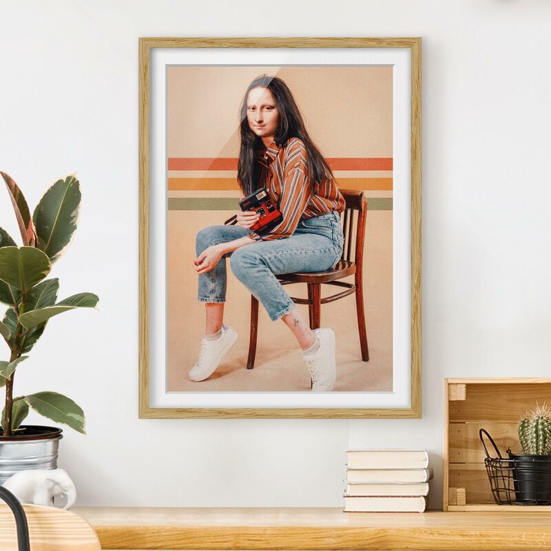 

Póster enmarcado - Retro Mona Lisa Dimensión LxA: 24cm x 18cm, Marco: Roble