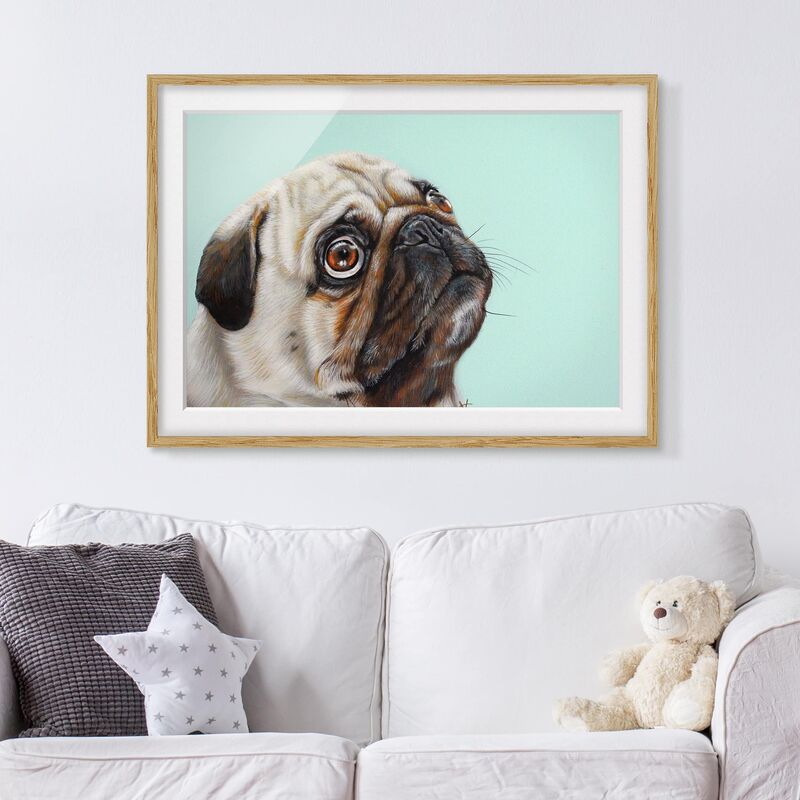 

Póster enmarcado - Reward For Pug Dimensión LxA: 70cm x 100cm, Marco: Roble