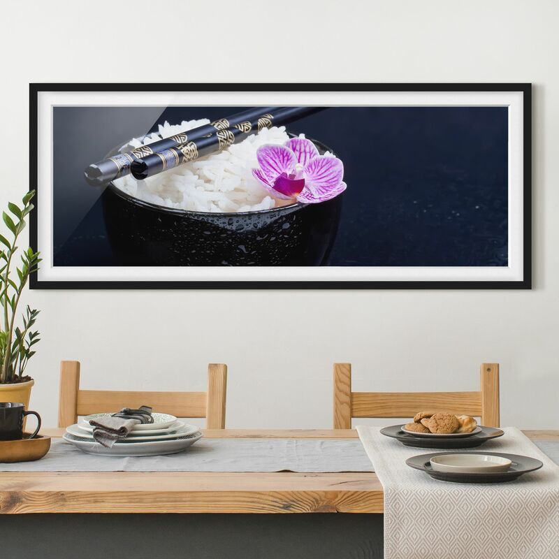 

Póster enmarcado - Rice Bowl Con L'orchidea Dimensión LxA: 30cm x 75cm, Marco: Negro