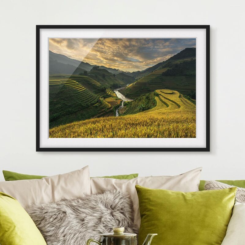 

Póster enmarcado - Rice Plantations In Vietnam Dimensión LxA: 40cm x 55cm, Marco: Negro