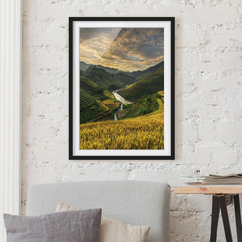 

Póster enmarcado - Rice Plantations In Vietnam Dimensión LxA: 100cm x 70cm, Marco: Negro