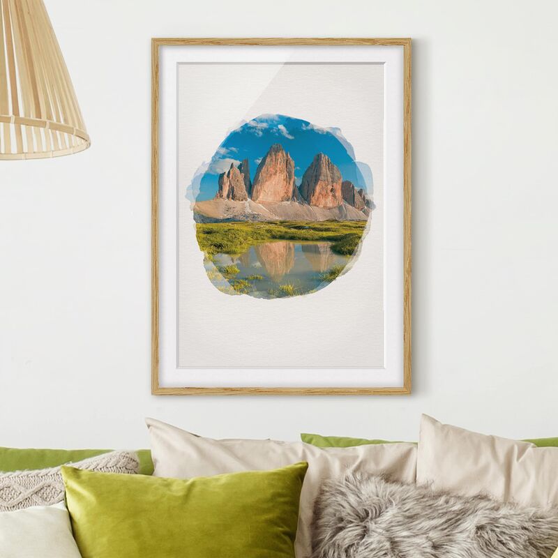 

Póster enmarcado - Riflessione altoatesino Merli e acqua - Acquarelli Dimensión LxA: 70cm x 50cm, Marco: Roble