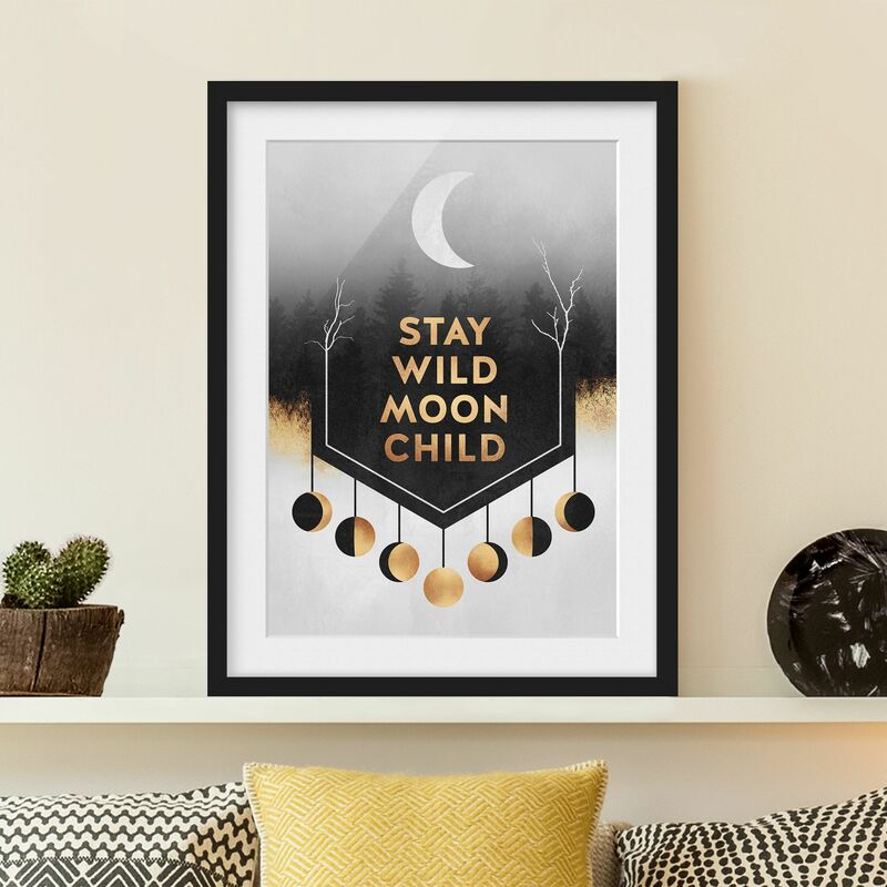 

Póster enmarcado - Rimanere selvaggio Moon Child Dimensión LxA: 70cm x 50cm, Marco: Negro