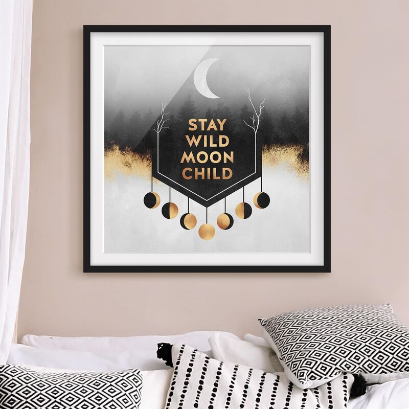 

Póster enmarcado - Rimanere selvaggio Moon Child Dimensión LxA: 70cm x 70cm, Marco: Negro
