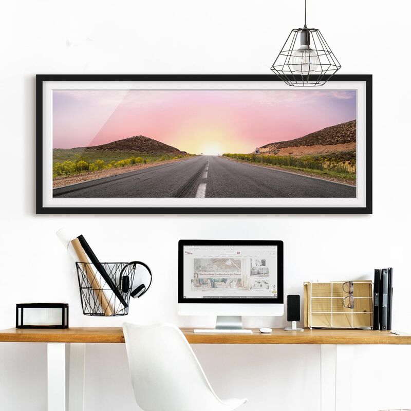 

Póster enmarcado - Road To Horizon Dimensión LxA: 30cm x 75cm, Marco: Negro