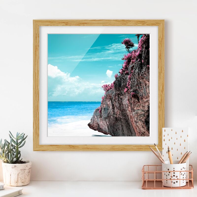 

Póster enmarcado - Rock In Caribbean Dimensión LxA: 50cm x 50cm, Marco: Roble