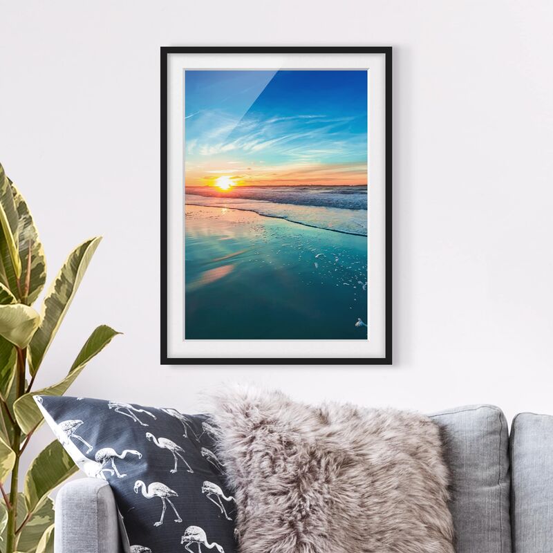 

Póster enmarcado - Romantic Sunset By The Sea Dimensión LxA: 70cm x 50cm, Marco: Negro