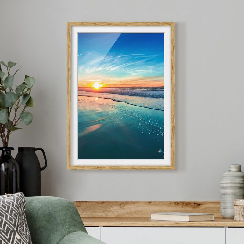 

Póster enmarcado - Romantic Sunset By The Sea Dimensión LxA: 40cm x 30cm, Marco: Roble