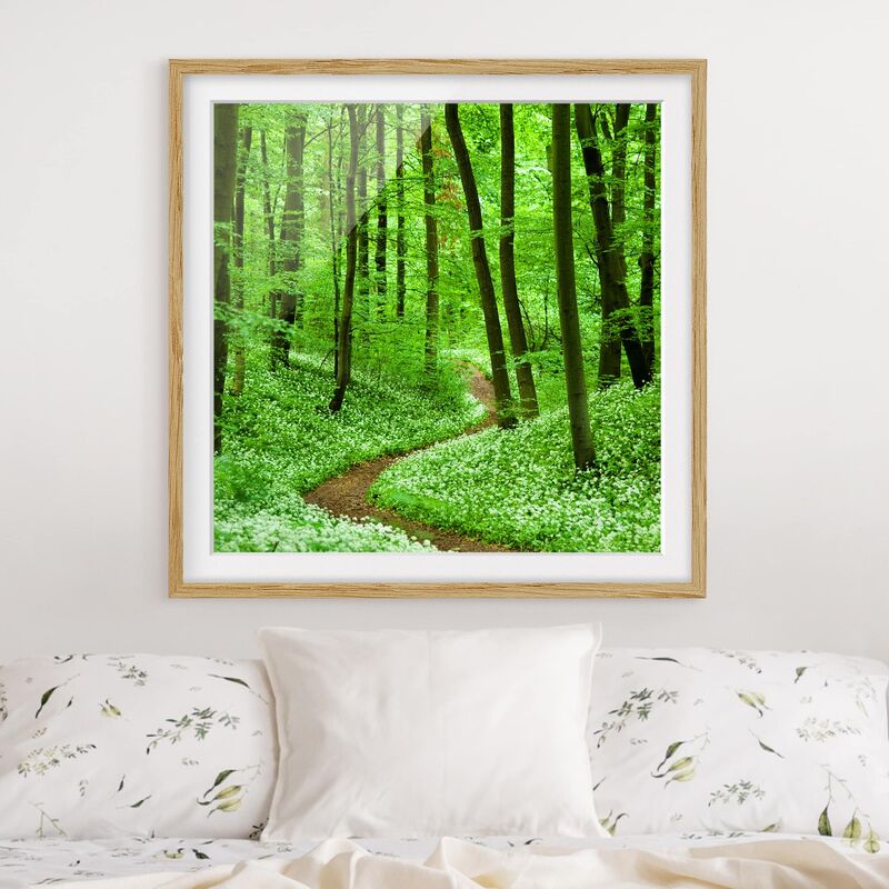 

Póster enmarcado - Romantic Forest Track Dimensión LxA: 20cm x 20cm, Marco: Roble