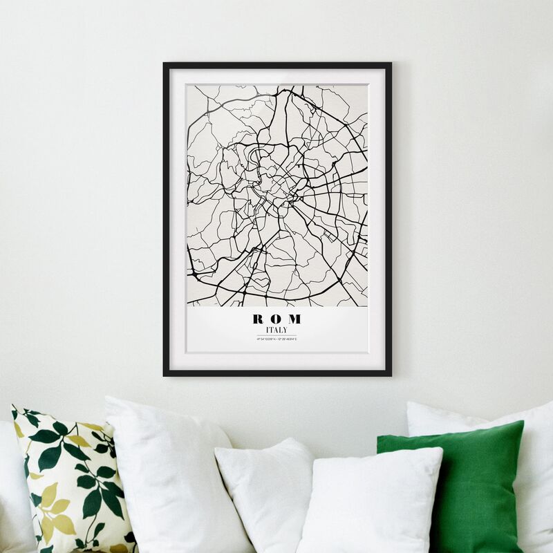 

Póster enmarcado - Rome City Map - Classic Dimensión LxA: 70cm x 50cm, Marco: Negro