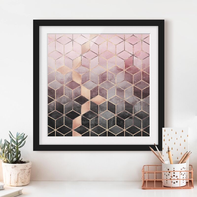 

Póster enmarcado - Rosa Grigio d'oro Geometria Dimensión LxA: 20cm x 20cm, Marco: Negro