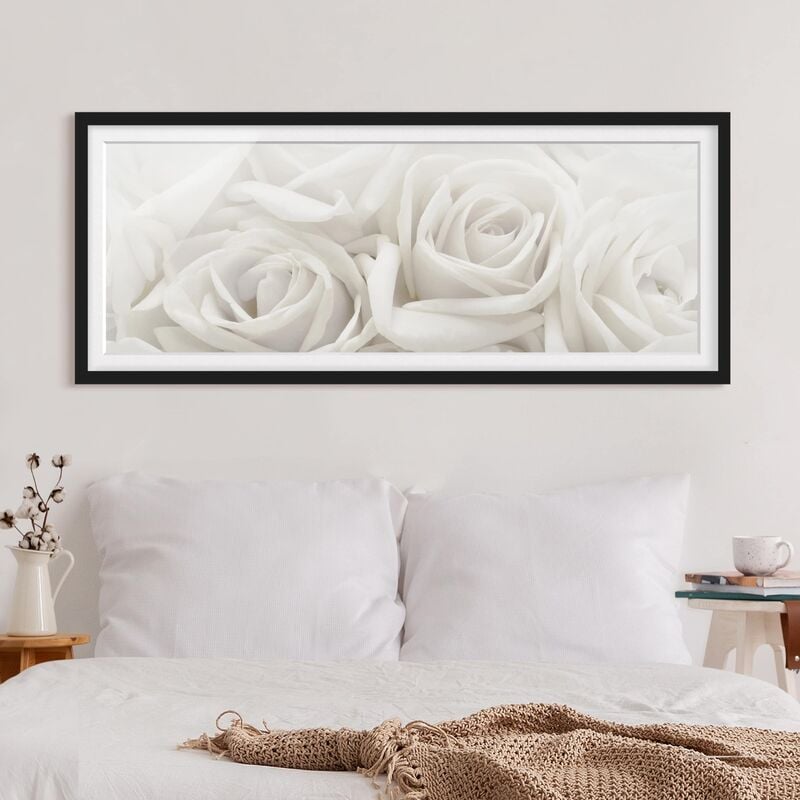 

Póster enmarcado - Rose Bianche Dimensión LxA: 30cm x 75cm, Marco: Negro