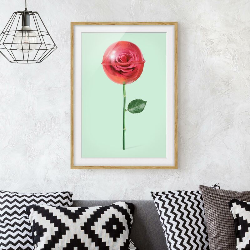

Póster enmarcado - Rose Con Il Lollipop Dimensión LxA: 55cm x 40cm, Marco: Roble