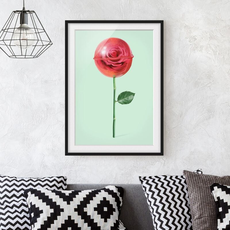 

Póster enmarcado - Rose Con Il Lollipop Dimensión LxA: 100cm x 70cm, Marco: Negro