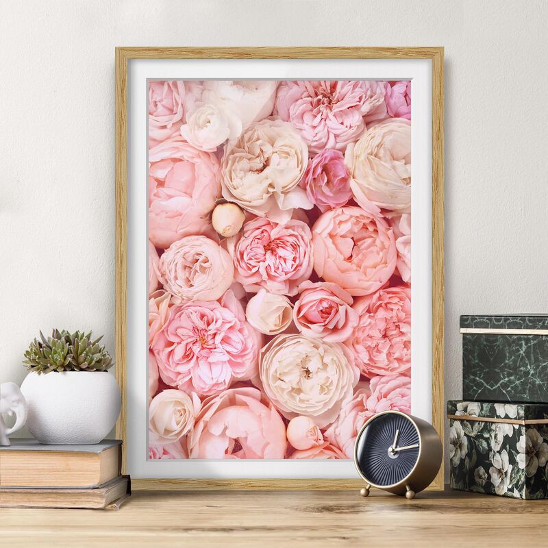 

Póster enmarcado - Rose Rose Coral Shabby Dimensión LxA: 100cm x 70cm, Marco: Roble