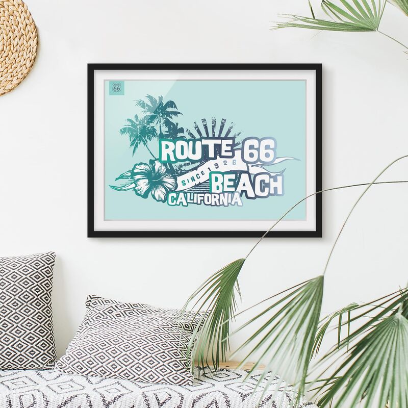

Póster enmarcado - Route 66 - California Beach Dimensión LxA: 50cm x 70cm, Marco: Negro