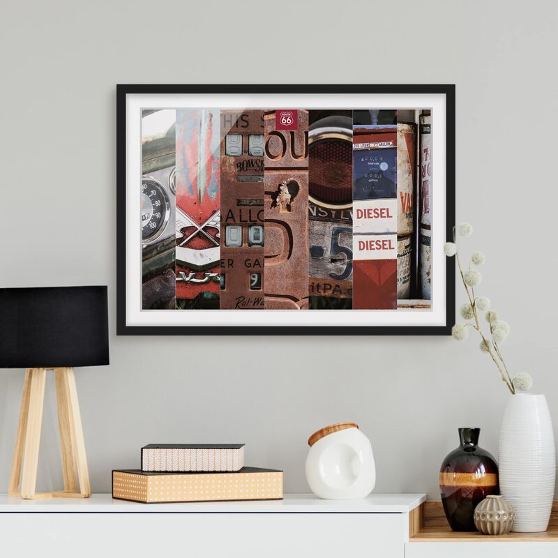 

Póster enmarcado - Route 66 - diesel collage Dimensión LxA: 40cm x 55cm, Marco: Negro