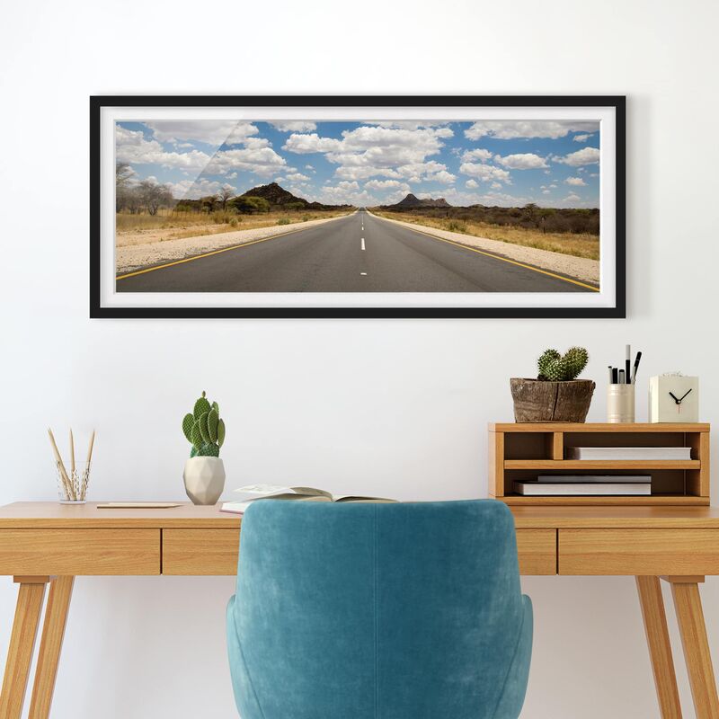 

Póster enmarcado - Route 66 Dimensión LxA: 30cm x 75cm, Marco: Negro