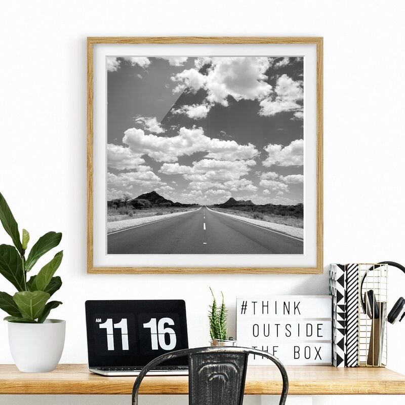 

Póster enmarcado - Route 66 II Dimensión LxA: 70cm x 70cm, Marco: Roble