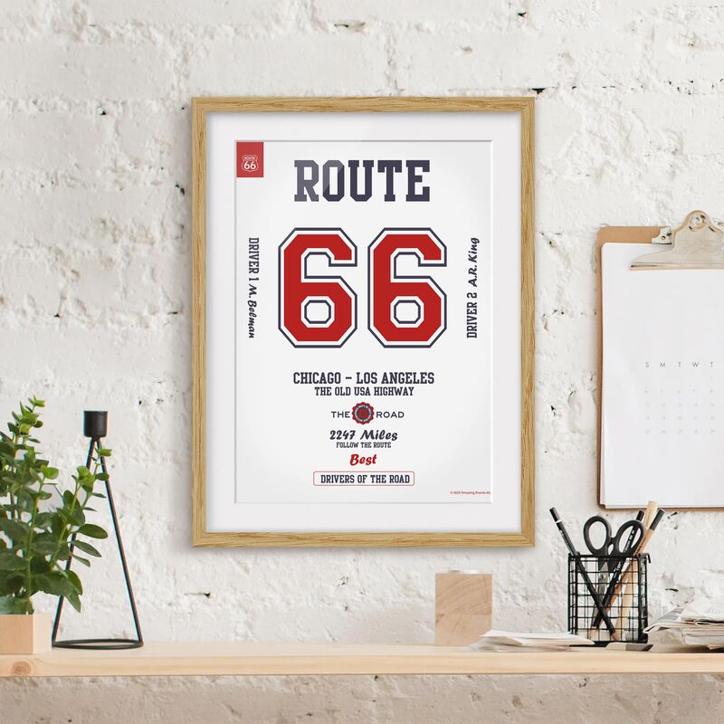 

Póster enmarcado - Route 66 - migliori piloti luminoso Dimensión LxA: 55cm x 40cm, Marco: Roble