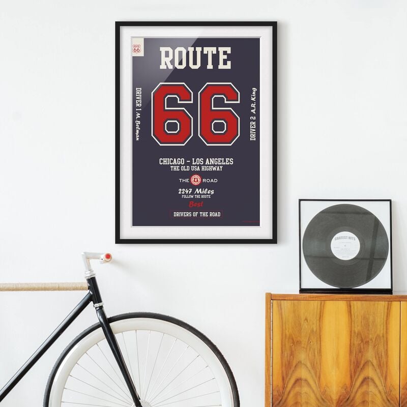 

Póster enmarcado - Route 66 - migliori piloti scure Dimensión LxA: 100cm x 70cm, Marco: Negro