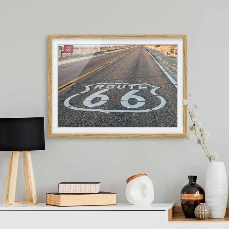 

Póster enmarcado - Route 66 - Road Trip Prairie Dimensión LxA: 30cm x 40cm, Marco: Roble