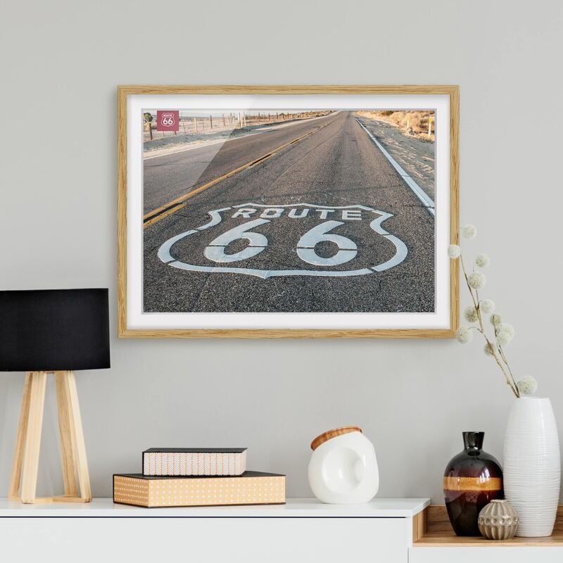 

Póster enmarcado - Route 66 - Road Trip Prairie Dimensión LxA: 40cm x 55cm, Marco: Roble