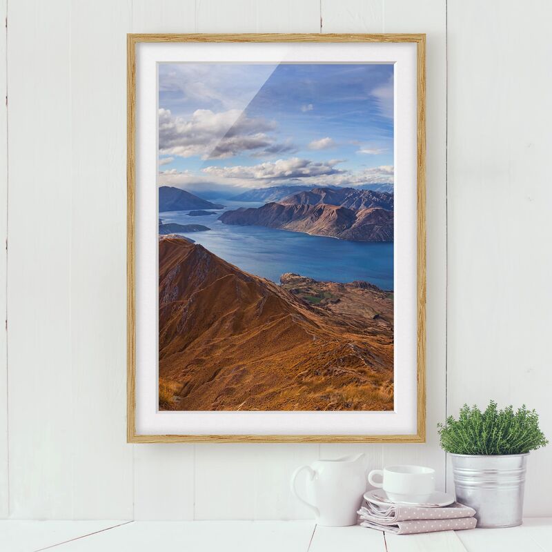 

Póster enmarcado - Roys Peak In New Zealand Dimensión LxA: 40cm x 30cm, Marco: Roble