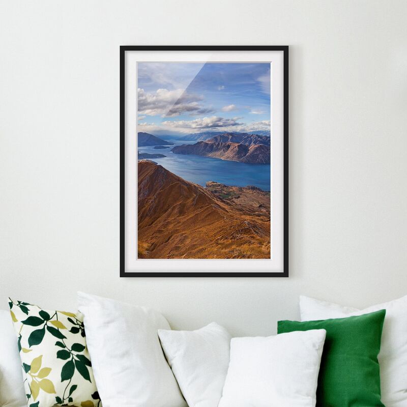 

Póster enmarcado - Roys Peak In New Zealand Dimensión LxA: 55cm x 40cm, Marco: Negro