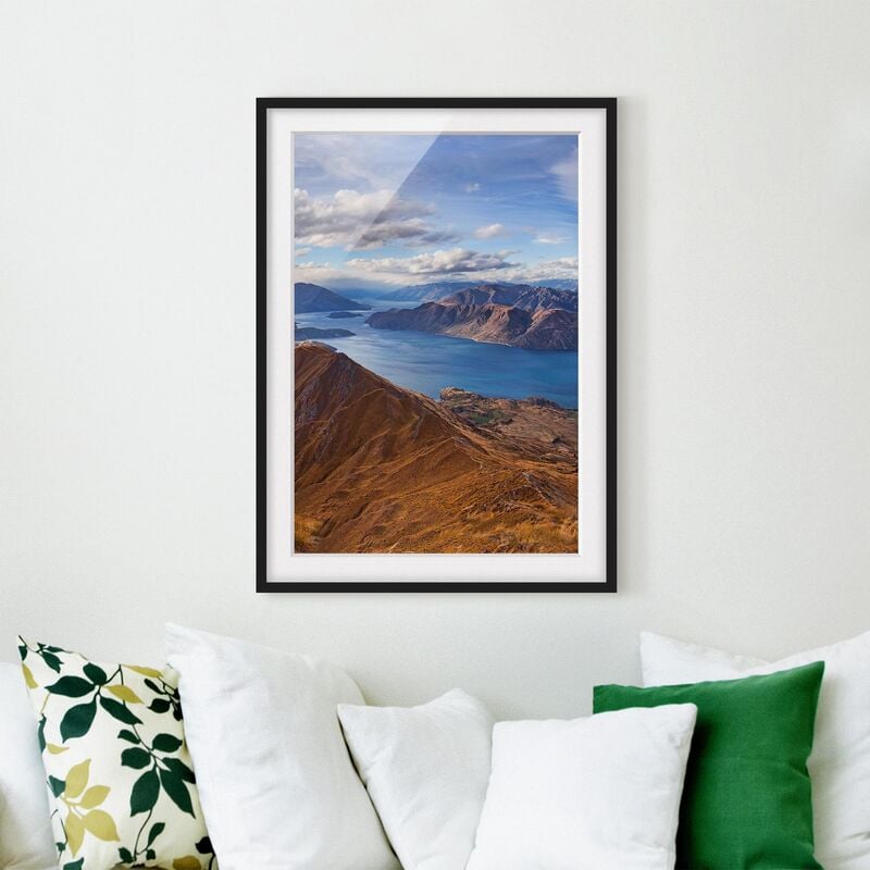 

Póster enmarcado - Roys Peak In New Zealand Dimensión LxA: 24cm x 18cm, Marco: Negro