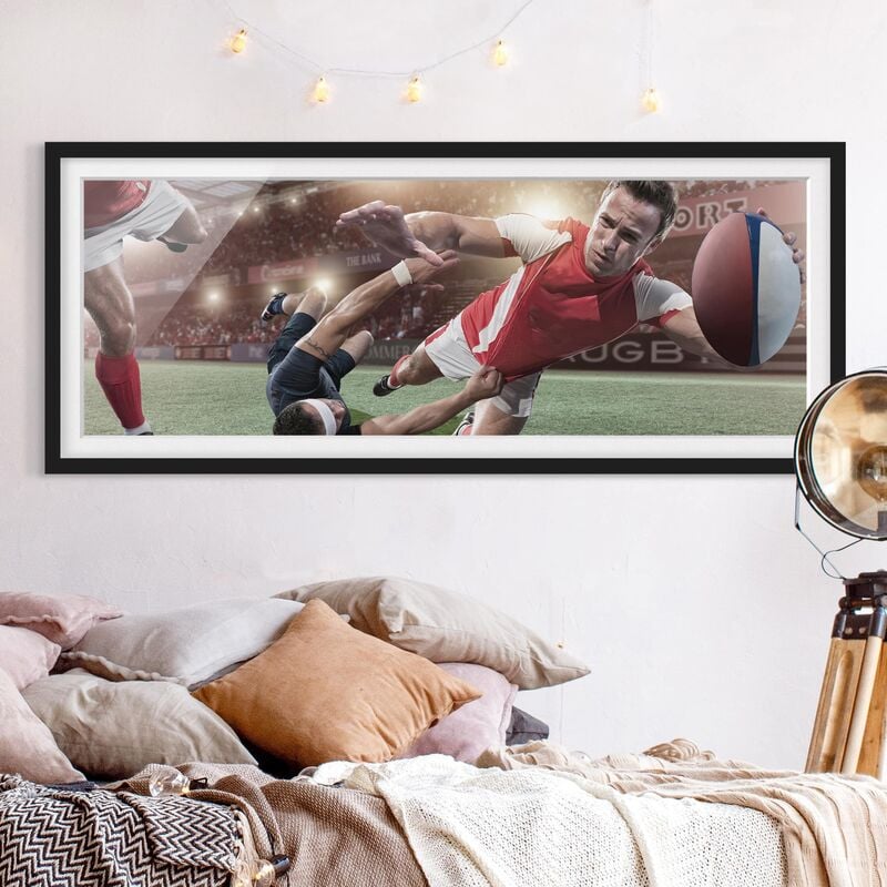 

Póster enmarcado - Rugby In Motion Dimensión LxA: 50cm x 130cm, Marco: Negro