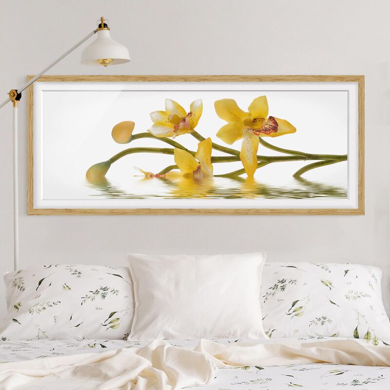

Póster enmarcado - Saffron Orchid Waters Dimensión LxA: 40cm x 100cm, Marco: Roble