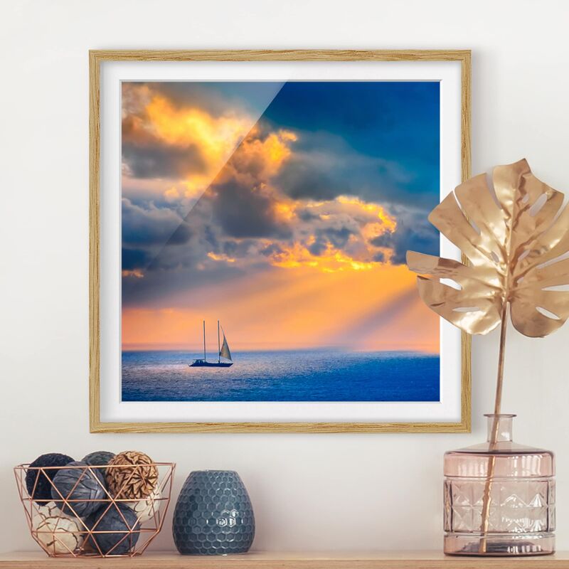 

Póster enmarcado - Sailing The Horizon Dimensión LxA: 70cm x 70cm, Marco: Roble