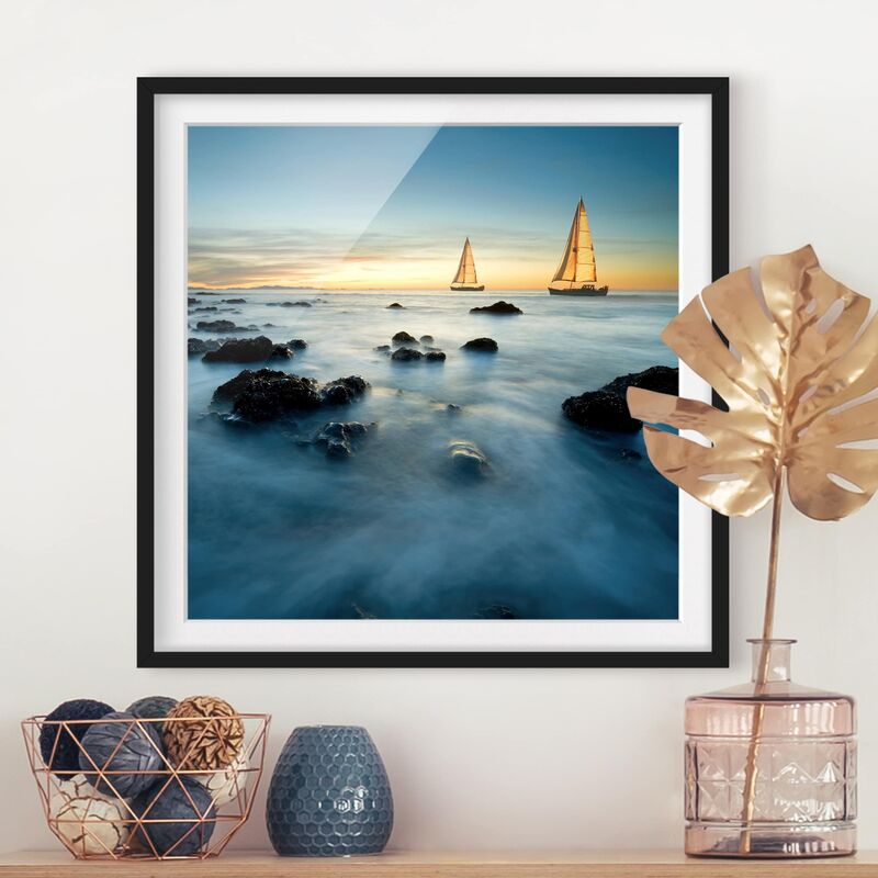 

Póster enmarcado - Sailboats In The Ocean Dimensión LxA: 30cm x 30cm, Marco: Negro