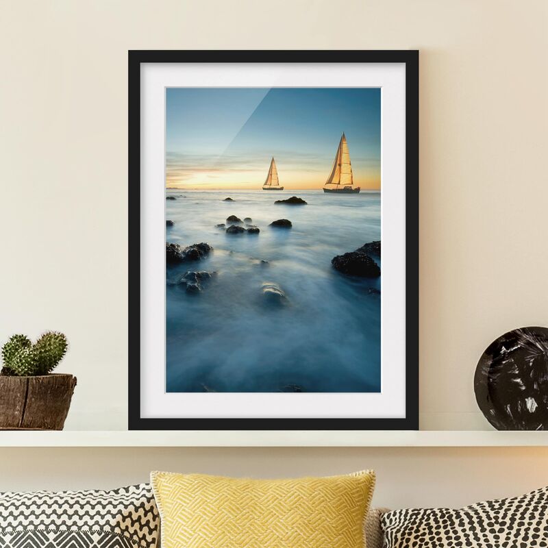 

Póster enmarcado - Sailboats In The Ocean Dimensión LxA: 24cm x 18cm, Marco: Negro