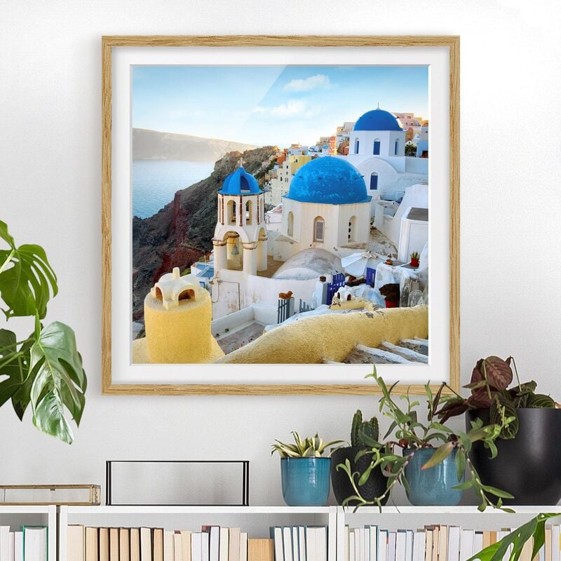 

Póster enmarcado - Santorini Dimensión LxA: 50cm x 50cm, Marco: Roble